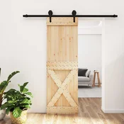 vidaXL Drsna vrata Naravna in črna 70 x 210 cm Masiven borov les