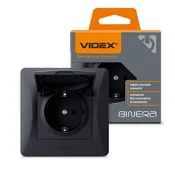 shumee Videx Binera enojna 16A črna vgradna vtičnica schuko z zaklopom