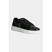 Usnjene superge Calvin Klein Jeans CHUNKY CUPSOLE AUTHENTIC črna barva, YM0YM01123