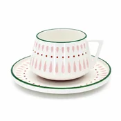 DUKA Porcelanasta skodelica s krožnikom LEA 250 ml zelena roza