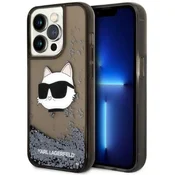 Karl Lagerfeld Karl Lagerfeld Liquid Glitter NFT Choupette Head - Ohišje za iPhone 14 Pro Max (črno)