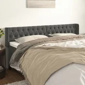 Vidaxl vidaXL Vzglavje s krilci temno sivo 203x16x78/88 cm žamet