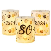 NIKCORP Dekorativni lampijoni za 80. rojstni dan, komplet 12 kosov, beli, motiv 1944–2024, elegantni namizni okras iz folije, (5000165782)