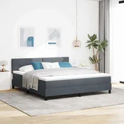 vidaXL vidaXL Box Spring postelja z vzmetnico in LED temno siva 180x200 cm žamet, (22050326)