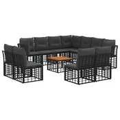 Set vanjskih sofa 12 pcs Crna i tamno siva Poliester