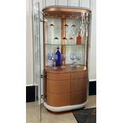 Casa Padrino luxury bar cabinet white/gray/copper 80 x 50 x H. 165 cm - Illuminated solid wood wine cabinet with 2 doors - Living Room Furniture - Bar Furniture - Hotel Furniture