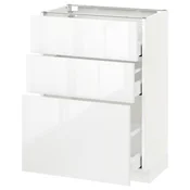METOD / MAXIMERA Podni ormaric s 3 fioke, bela/Ringhult bela, 60x37 cm