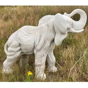 Casa Padrino Garden Decoration Sculpture Elephant Gray 83 x 37 x H. 67 cm - Garden Decorative Stone Figure - Garden Stone Sculptures - Garden Decoration Accessories