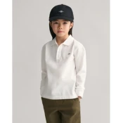 Gant unisex za otroke. 802550 Polo majica Shield pique z dolgimi rokavi, bela (3/4anos= 98/104cm), Priložnostno, Bombaž, Dolg roka