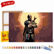 shumee Slika po številkah z okvirjem Mandalorian z Baby Yodo 70x50 cm