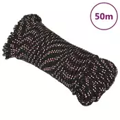 Vidaxl vidaXL Jadralna vrv, črna, 4 mm, 50 m, polipropilen