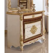 Casa Padrino luxury baroque chest of drawers white/beige/brown/gold - Handmade baroque style dresser with 4 drawers - Luxury baroque style bedroom furniture - Baroque bedroom furniture