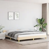 shumee vidaXL Posteljni okvir brez vzmetnice, kremne barve, 200x200 cm, oblazinjen s tkanino