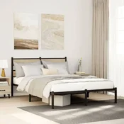 shumee vidaXL Kovinski posteljni okvir, brez vzmetnice, hrast sonoma, 140x190 cm