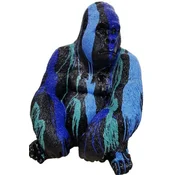 Casa Padrino luxury decorative sculpture gorilla monkey black/blue/turquoise H. 75 cm - Weatherproof garden decoration figure - Decorative animal figure - Luxury Garden decoration