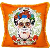 Frida Kahlo by Casa Padrino luxury decorative pillow with rhinestones orange/colorful