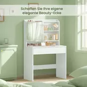 Songmics Toaletna mizica z ogledalom in predalom 40x70x135 cm bela