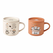 Oranžne/bež porcelanaste skodelice v kompletu 2 ks 35 ml Cats – Brandani