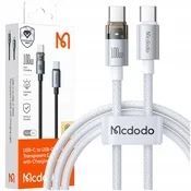 Mcdodo MCDODO USB-C KABEL ZA HITRO POLNJENJE USB TIPA C 5A 100W 1M LED BELA