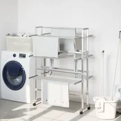 Vidaxl Stojalo za sušenje perila s kolesi 89x64x129 cm aluminij