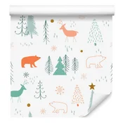 Tapeta z medvedki in jeleni za dnevno sobo in spalnico 50x1000 cm