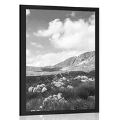 Plakat dolina v Črni gori v črnobeli varianti - 30x45 no frame