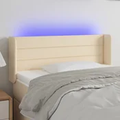 Vidaxl vidaXL Vzglavje postelje z LED diodami kremne barve 83x16x78/88 cm blago
