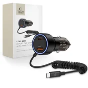 slomart Avtomobilski polnilec CC05 2-vratni PD60 W + kabel USB-C - črn