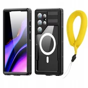 shumee Vodoodporno ohišje IP68 360+ pašček za Galaxy S24 (črno)