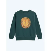 MelaDi Pulover Kinder Sweater aus Biobaumwolle - Löwe temno zelena