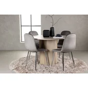 Venture Design Jedilna miza in stol komplet Olivia in Eva, miza 110x75 cm, beljen les in svetlo siva
