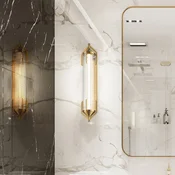 Quintiesse LED stenska svetilka ESPADA zlata brušena Širina 70 cm Kovina IP44 - Kopalnica - Sodobni - zlato brušeno, prozorno - Aluminij