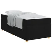 Vidaxl Konstrukcija postelje z vzmetnico Črna 90 x 200 cm blago