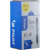 Gel pisalo, 0,25 mm, stisljiv mehanizem, PILOT G-2, 20 kosov, črno, 20 kosov