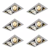 Komplet 6 vgradnih reflektorjev jeklo AR111 nastavljivih 2-luči - Oneon
