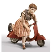 Casa Padrino porcelain decorative sculpture girl with scooter H. 27,5 cm - Made in Italy