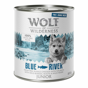 Wolf of Wilderness Junior Free-Range Meat 6x800 g - Blue River - piščanec iz proste reje & losos