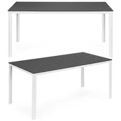 Northix Vrtna miza Polywood za 6 oseb 156x78 cm siva bela