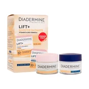 Diadermine Lift+ Booster Radiant Skin Strengthening Day Cream darilni set dnevna krema za obraz Lift+ Booster Radiant Skin Strengthening Day Cream 50 ml + nočna krema za obraz Lift+ Booster Radiant Overnight Cell Renewal Night Cream 50 ml za ženske