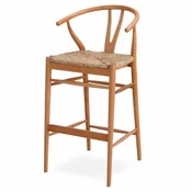 Casa Padrino luxury bar stool with armrests natural H. 103 cm - Solid wood bar furniture