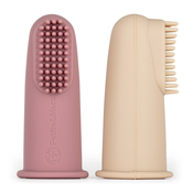 PETITE&MARS Set silikonskih prstnih zobnih ščetk Rose&Sand 2 kos 0m+