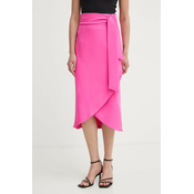 Suknja Answear Lab boja: ružičasta, midi, širi se prema dolje