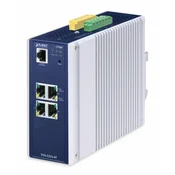 PLANET IP30 DIN-rail Industrial L2+ Upravljano L2+ Gigabit Ethernet (10/100/1000) Aluminij, Plavo