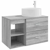 Vidaxl Komplet pohištva za kopalnico 2 pcs Siva Sonoma Inženirski les