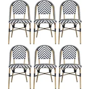 Casa Padrino luxury dining room chair set of 6 white/black/beige 49 x 46 x H. 91 cm - Luxury rattan garden chairs - Dining room furniture - Garden furniture - Luxury furniture
