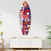 WallXpert dekorativna daska za surf od pleksiglasa Mvsf49L, šarena ilustracija sa simbolima Rusije, 50 x 100 cm