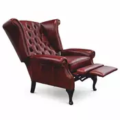 Casa Padrino Luxury Chesterfield Leather TV Armchair Bordeaux Red/Black H. 110 cm