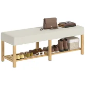 HOMCOM HOMCOM klop za čevlje kavčukov les, poliester 140D x 44Š x 48V cm krem, (5000235473)