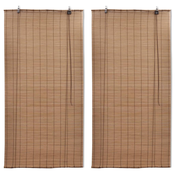 vidaXL Rolo senčilo iz bambusa 2 kosa rjave barve 120x220 cm