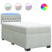 Vidaxl Box spring postelja z vzmetnico svetlo siva 100x200 cm žamet